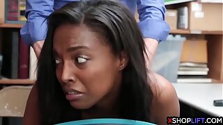 Busty ebony teen stated and fucked by a mall cop