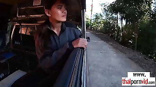 Petite amateur Thai teen Reddish sucking a massive white dick
