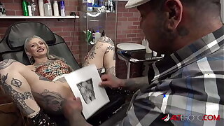 Well up Dawn Ink sucks cock after will not hear of new pussy tattoo